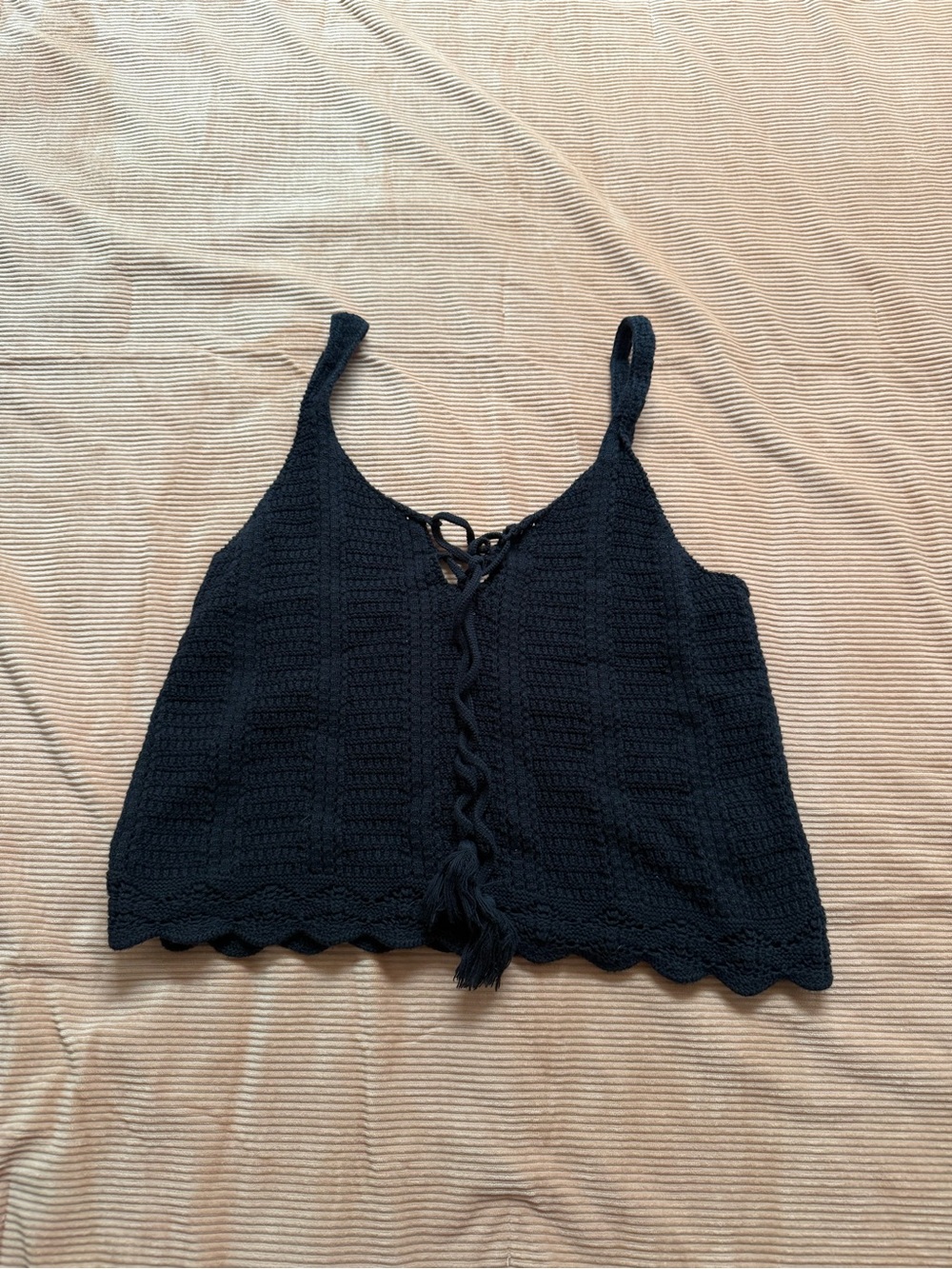 Old Navy Black Crochet Tie-Front Camisole